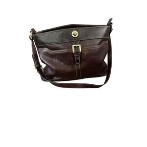 Etienne Aigner Women's Brown Satchel Gold Buckle Front Shoulder Bag